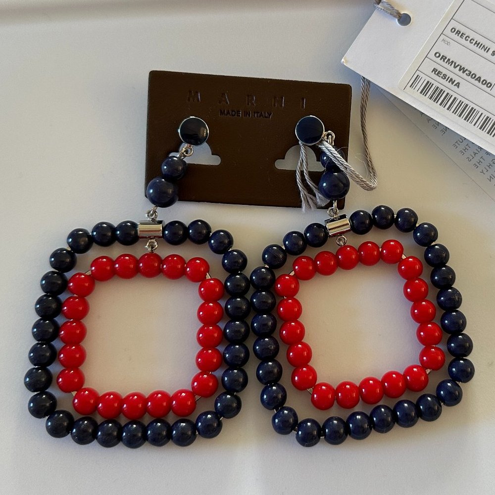 Marni Red and Blue beaded earrings